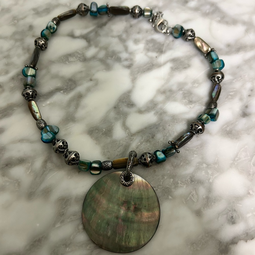 Elegant Silver and Blue Beaded Necklace